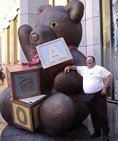 James with FAO Schwartz bear