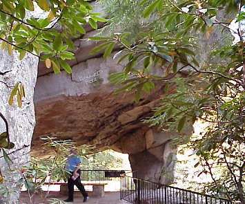 James under the balanced rock