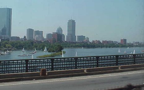 Boston skyline from subway